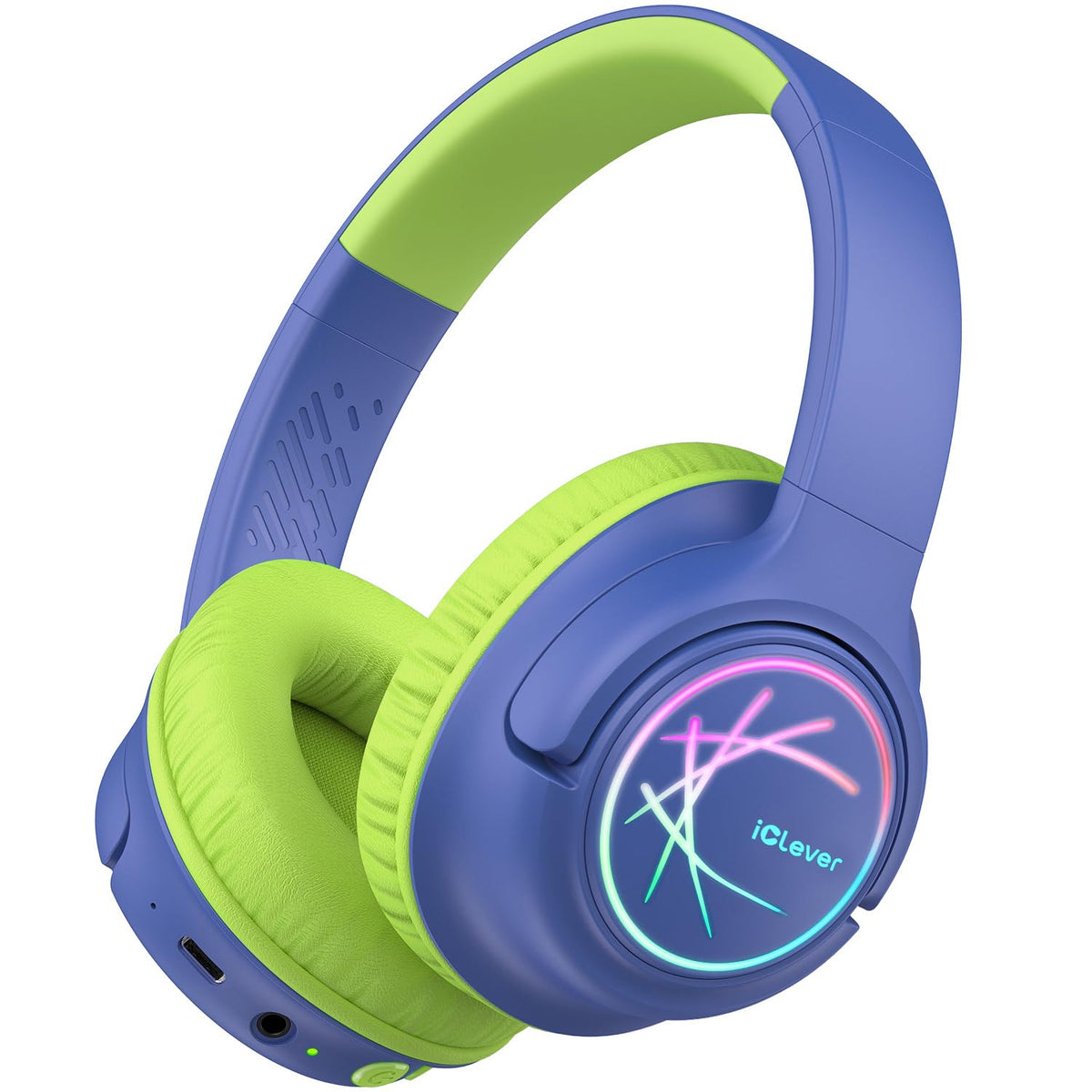 iClever Kids Bluetooth Headphones with LED lights for engaging playtime.