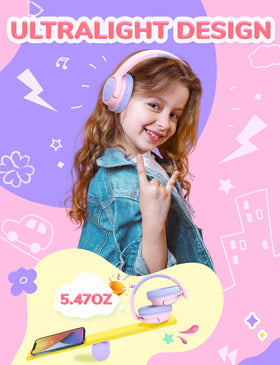 iClever pink headphones with 40 mm drivers for clear stereo and punchy bass