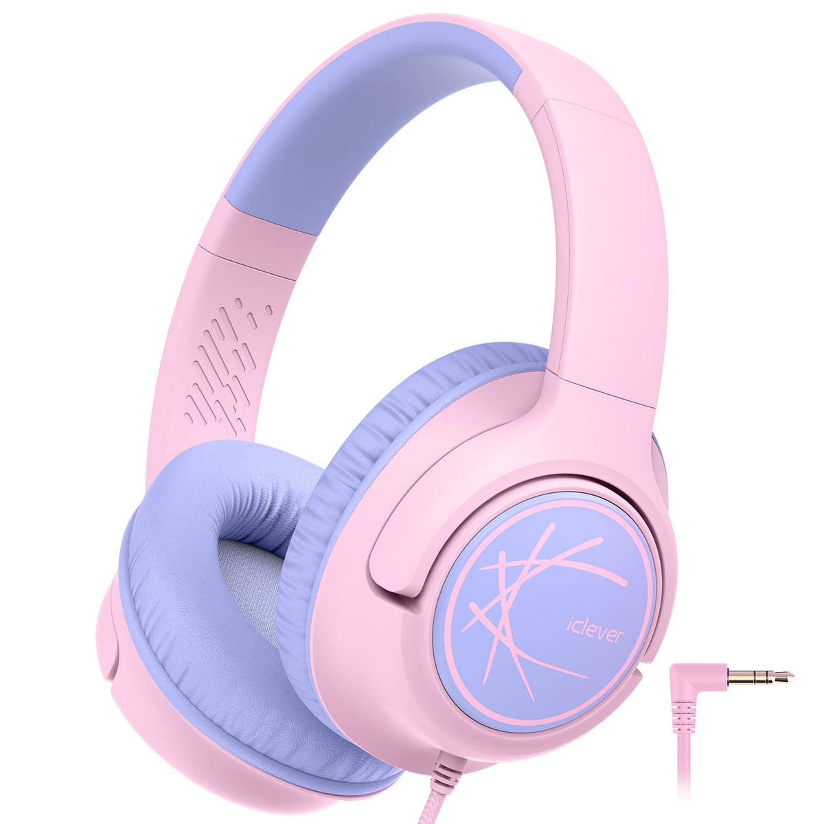 iClever Kids Headphones pink folded design for easy travel and storage