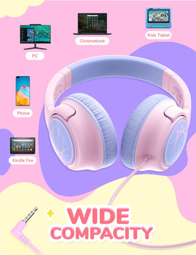 iClever pink kids headphones ideal for school and travel
