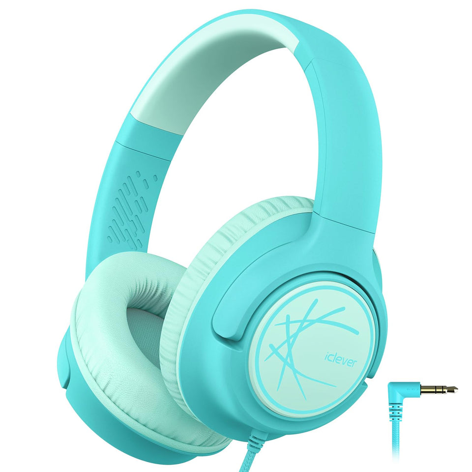 iClever Kids Headphones with safe 85dBA volume for classroom and travel.