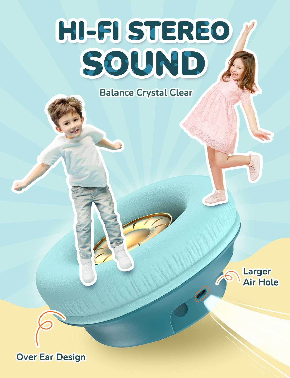 iClever Kids Headphones safety-volume controls, ideal for family listening sessions.