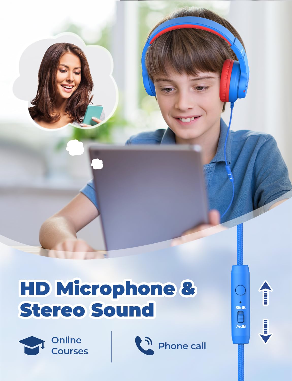 iClever Kids Headphones share port for listening with a friend.