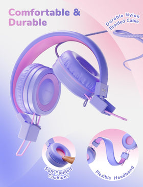 iClever Kids Headphones swivel design for quick, comfortable adjustments