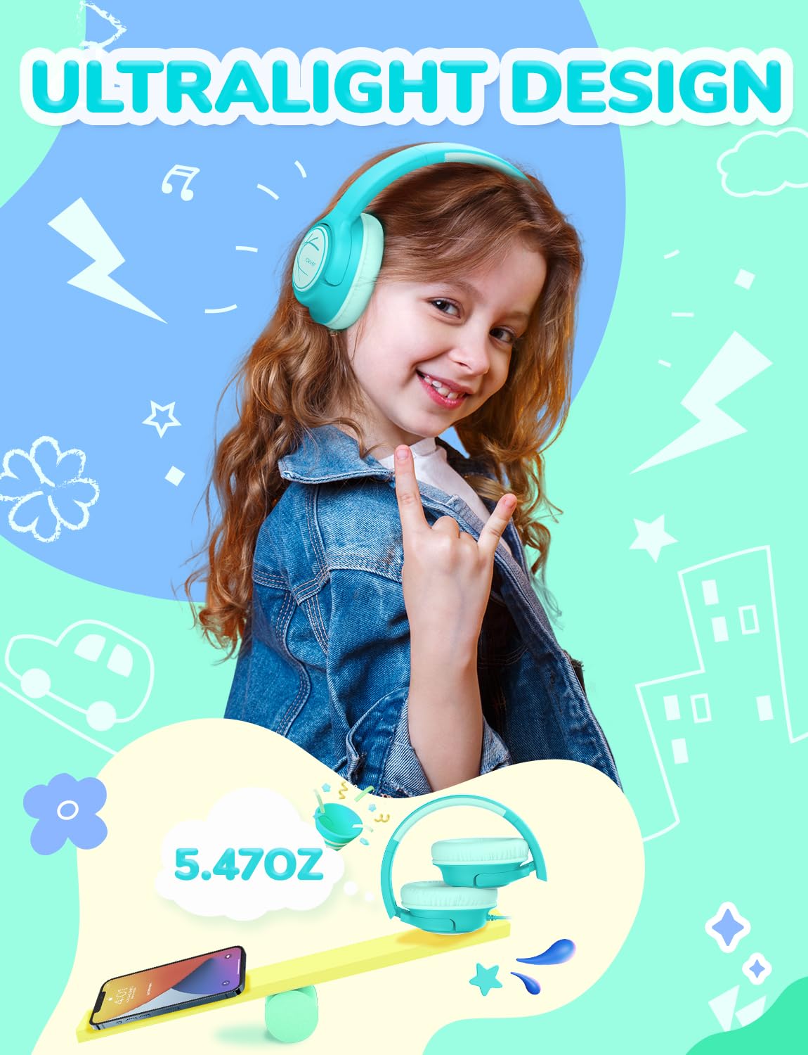 Ultra-lightweight design keeps kids comfortable for hours.