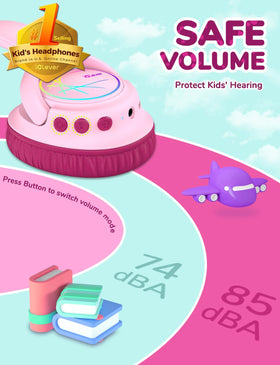 iClever kids headphones safe volume levels 74-85 dBA for comfortable listening