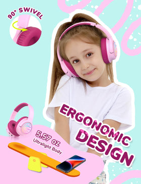 iClever kids headphones support wireless Bluetooth and wired AUX connectivity