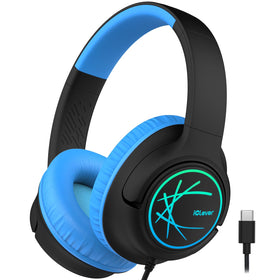 iClever Upgrade USB-C kids headphones with breathing light for classroom use
