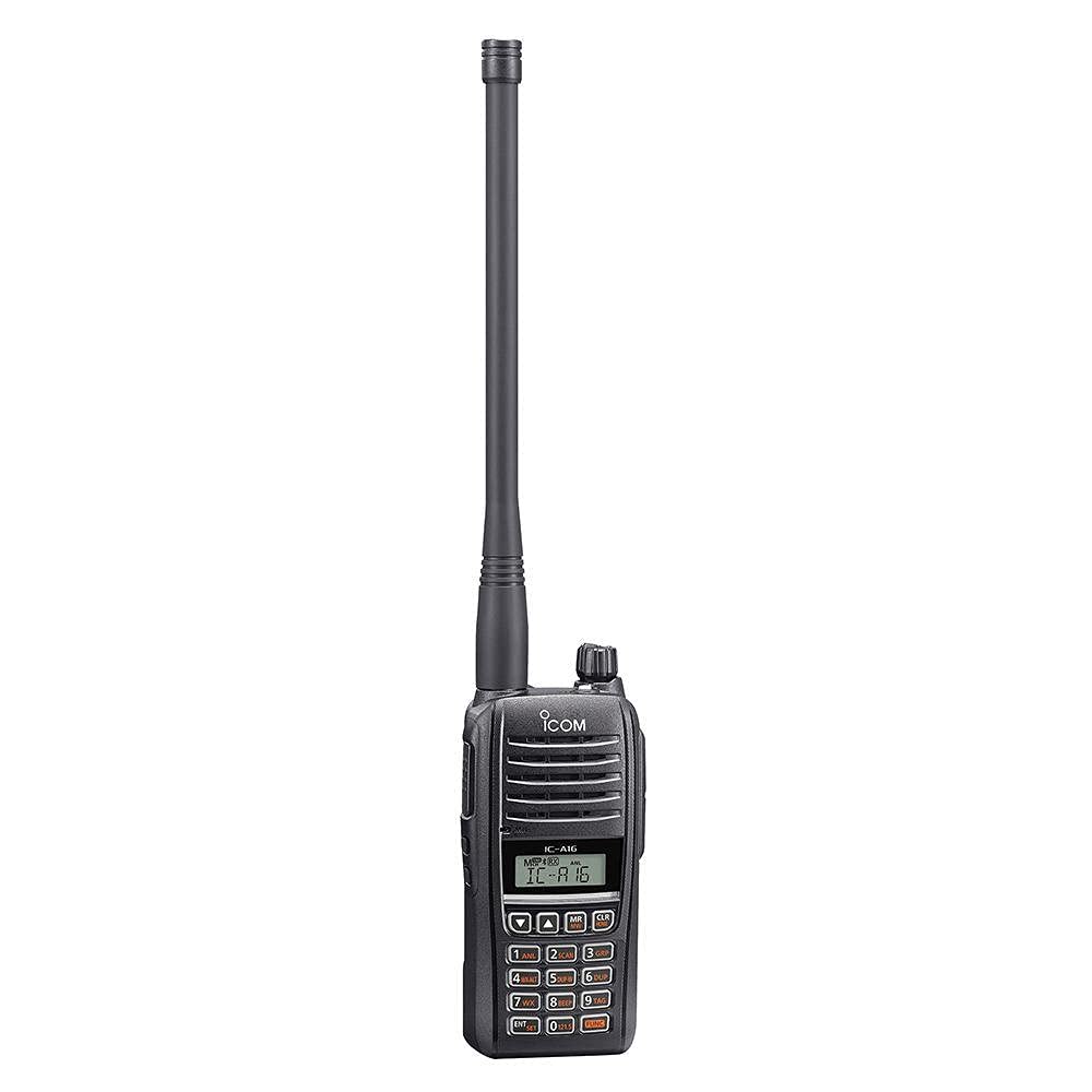 ICOM IC-A16 VHF handheld with keypad input for quick channel selection during flights