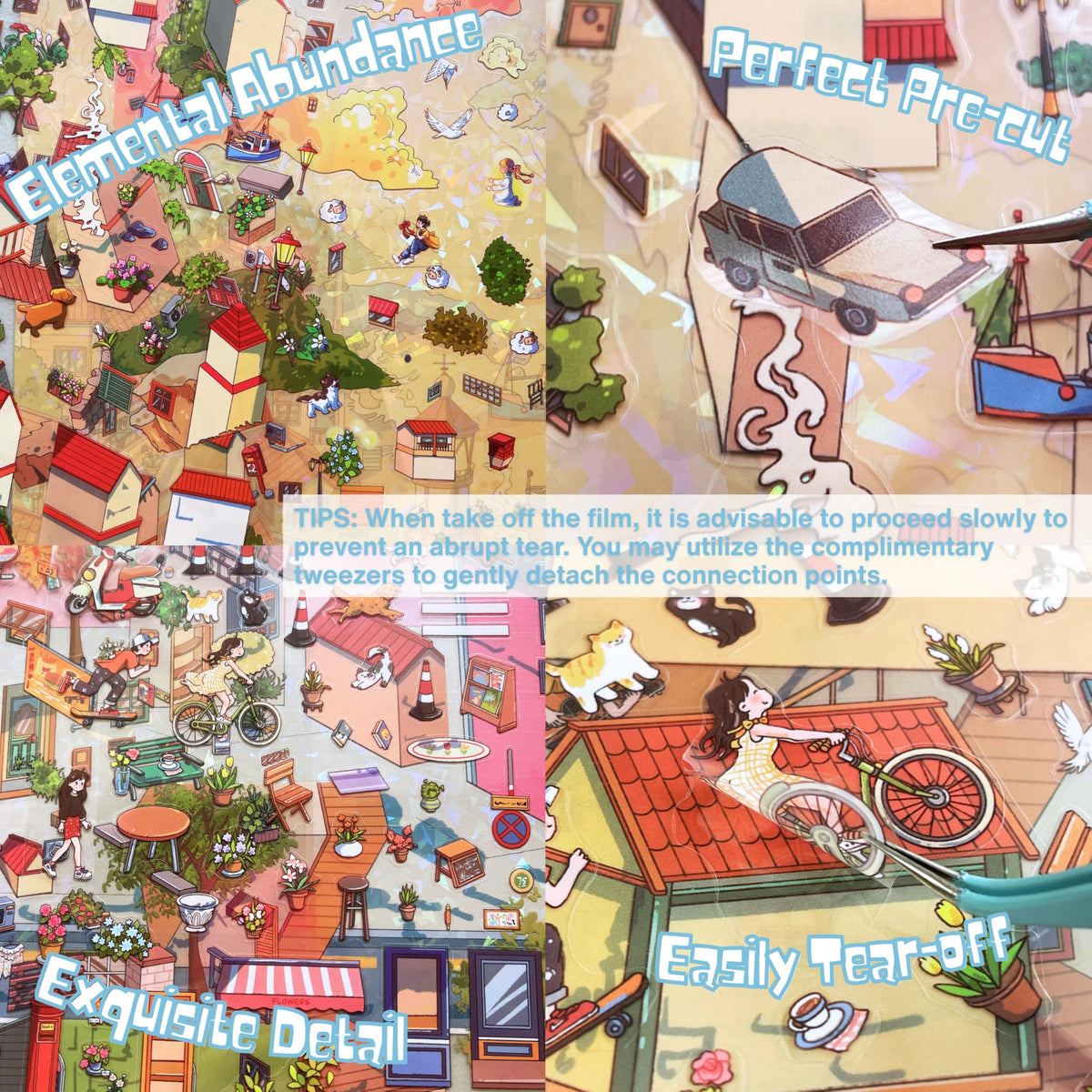 ictbqqdt 3d-effect scene stickers closeup show vivid depth and detail