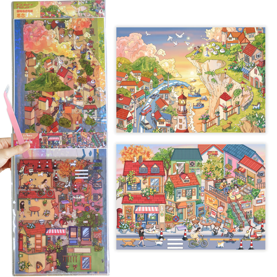 ictbqqdt big diy scene stickers background set for immersive play and creativity