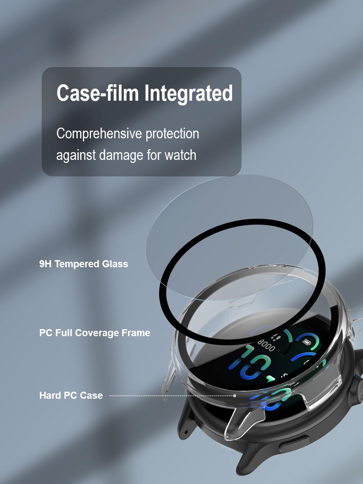 iDaPro Vivoactive 6 case showing tempered glass display and impact defense.