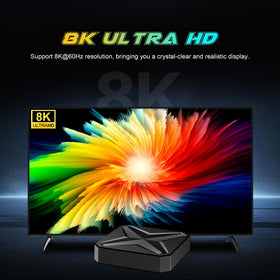 IDEALROYAL Q1 Mini displaying 8K video on TV to show sharper picture benefit