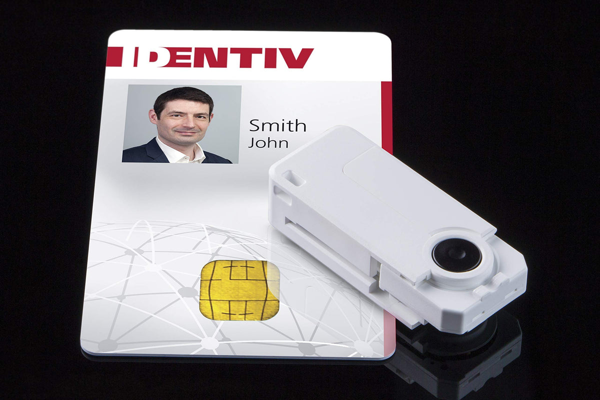 Identiv Smartfold compact dongle USB reader ready for quick card authentication on the go.