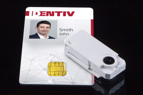 Identiv Smartfold compact dongle USB reader ready for quick card authentication on the go.