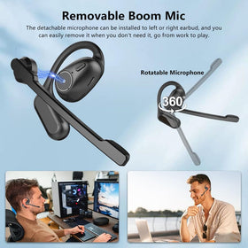 iDIGMALL open-ear headset on a model, keeps ears aware while delivering audio