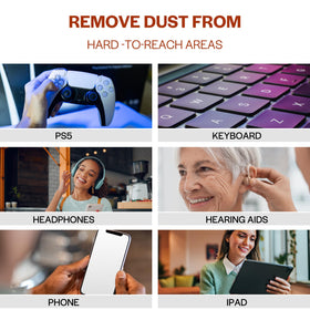 iDuster air spray directed at CPU heatsink dust buildup