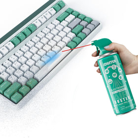 iDuster air spray applied to a laptop keyboard clean up to improve airflow
