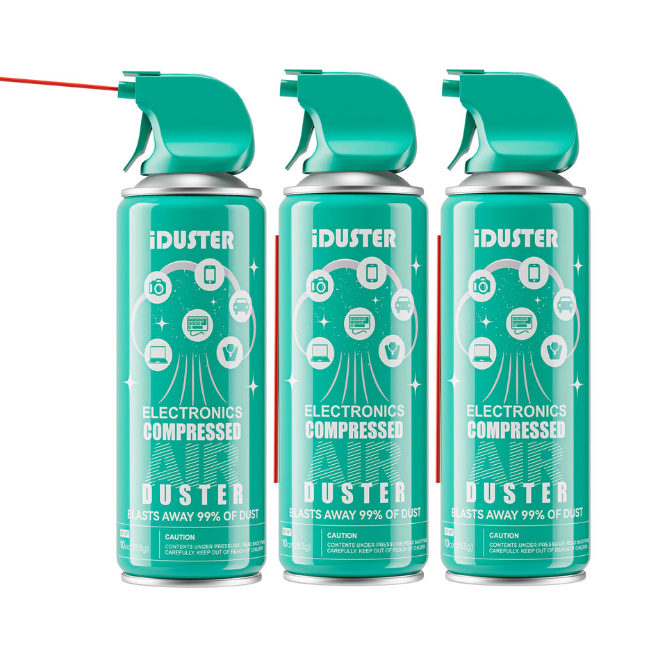 iDuster cleaner air spray targeting PS5 console vents for dust removal
