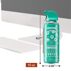 iDuster cleaner being used on a workstation setup for dust-free surfaces