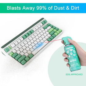 iDuster spray closeup demonstrating powerful dust removal