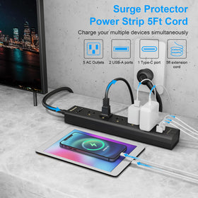 IECOPOWER close-up of USB and USB‑C ports for fast adaptive charging