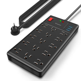 IECOPOWER front view showing 15 outlets and neat spacing for adapters