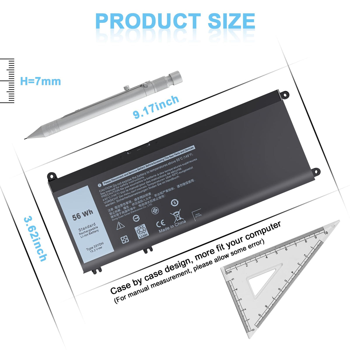 IEFUU 33YDH battery for Dell G3-15 3579, extended uptime option