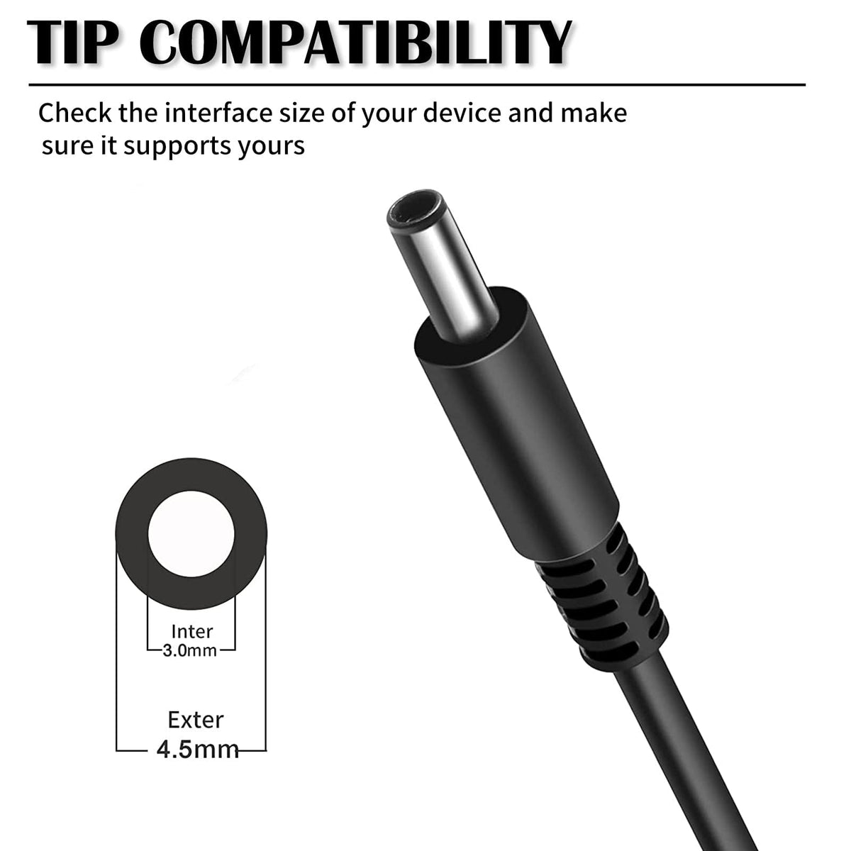 IEFUU Dell 4.5mm 3.0mm tip ensures secure laptop connection