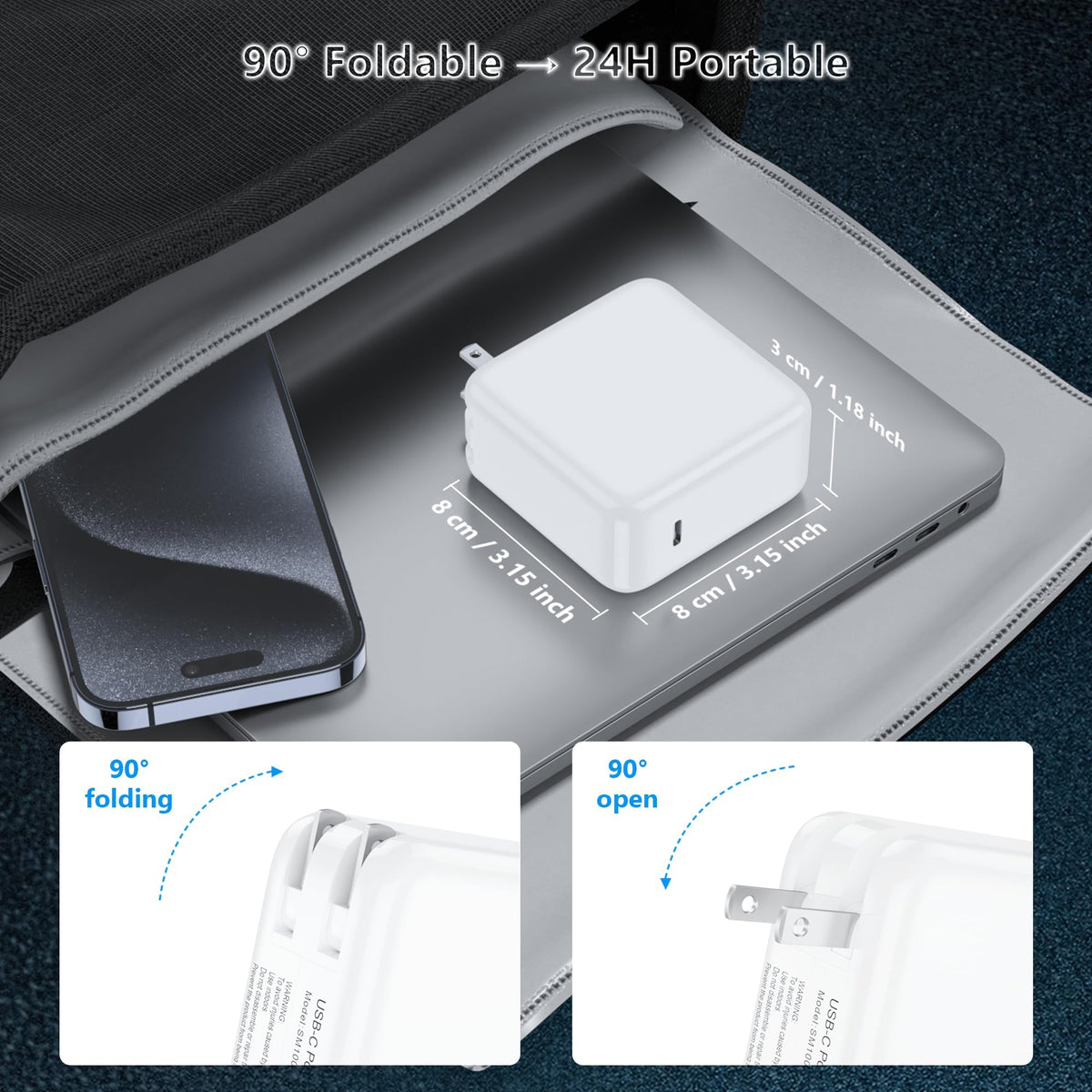IEFUU foldable USB-C charger fits compact bags with minimal bulk.