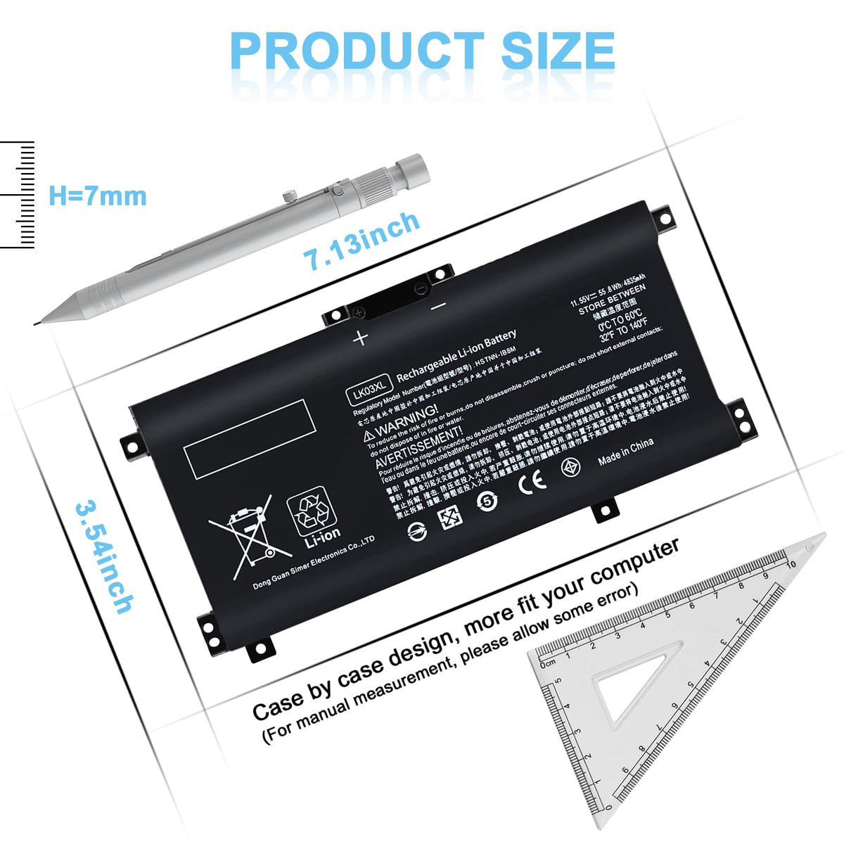 IEFUU LK03XL back label with specs ensuring correct compatibility
