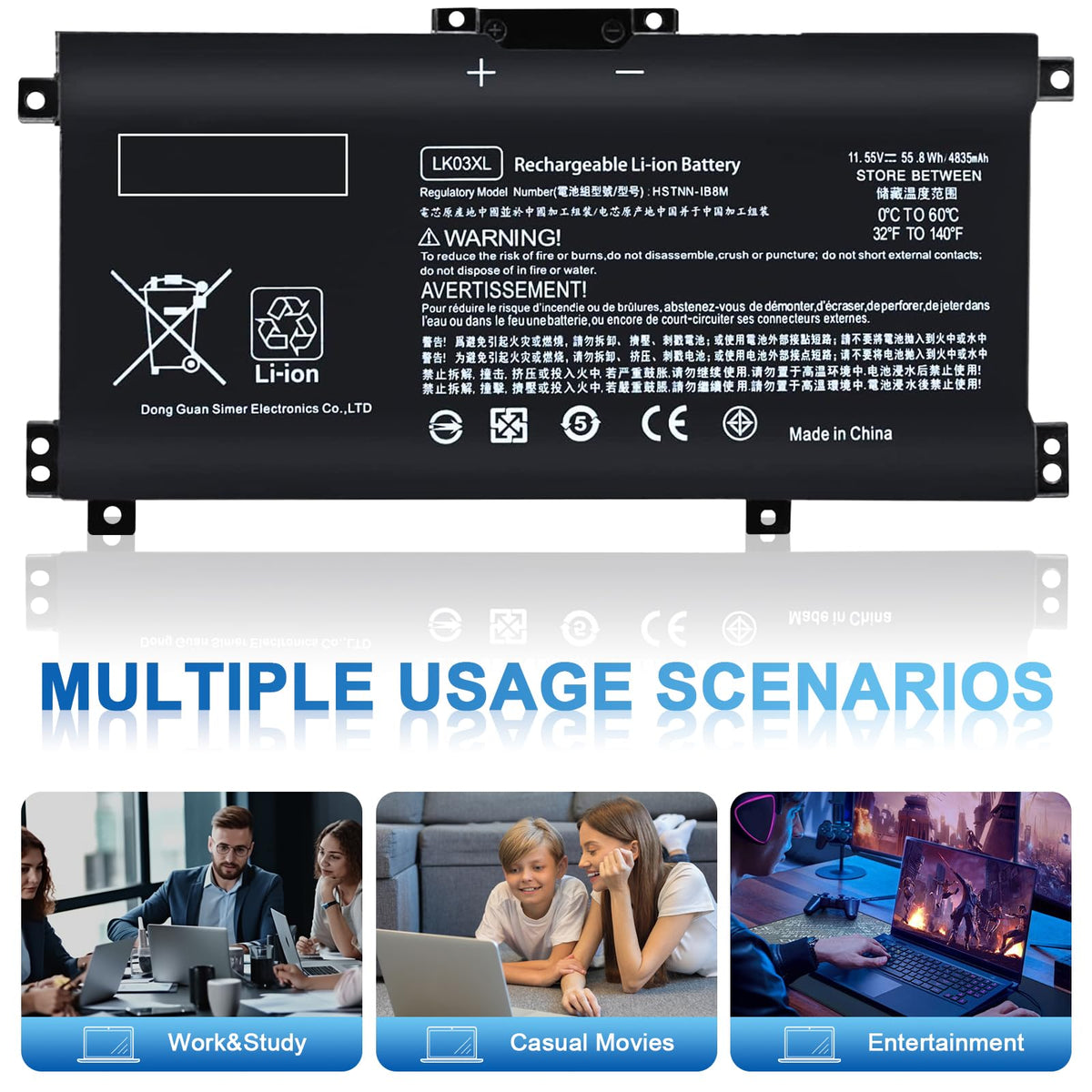 IEFUU LK03XL on desk with laptop showing longer battery life benefit