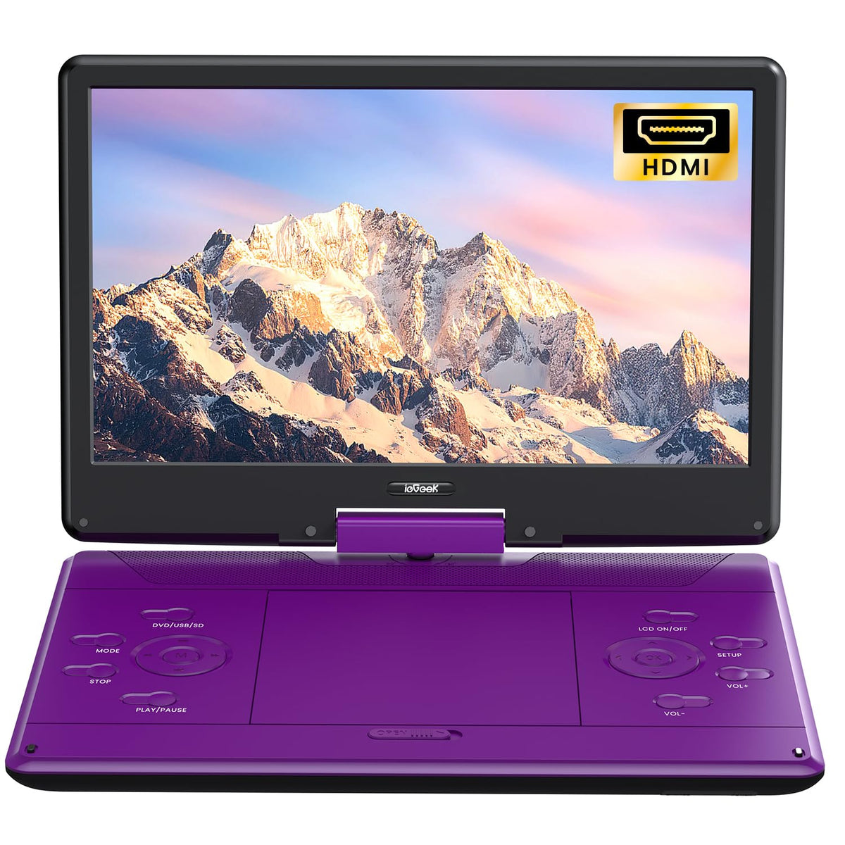 ieGeek 14.1-inch swivel screen for flexible on-the-go viewing.