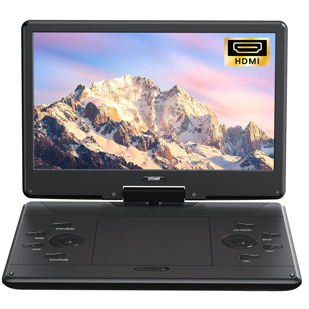 ieGeek 15.9 inch portable DVD player with swivel screen for versatile travel viewing