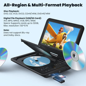 ieGeek opened with disc tray visible demonstrating easy disc playback and quick loading