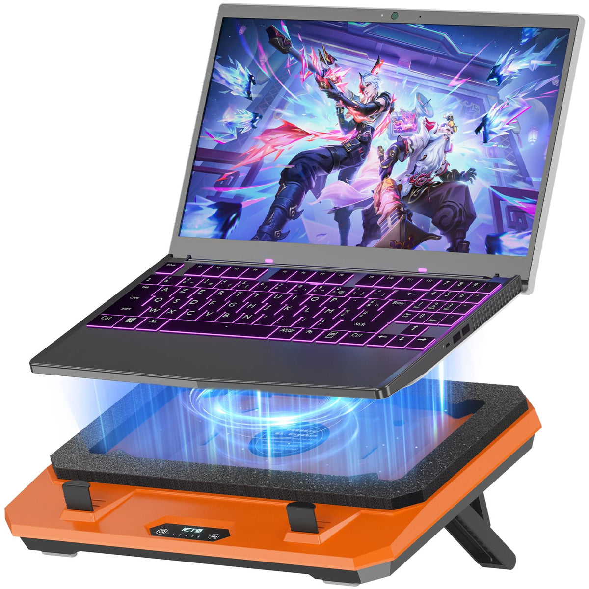 IETS GT300 cooling pad top view highlights compact design for 10-17 inch laptops