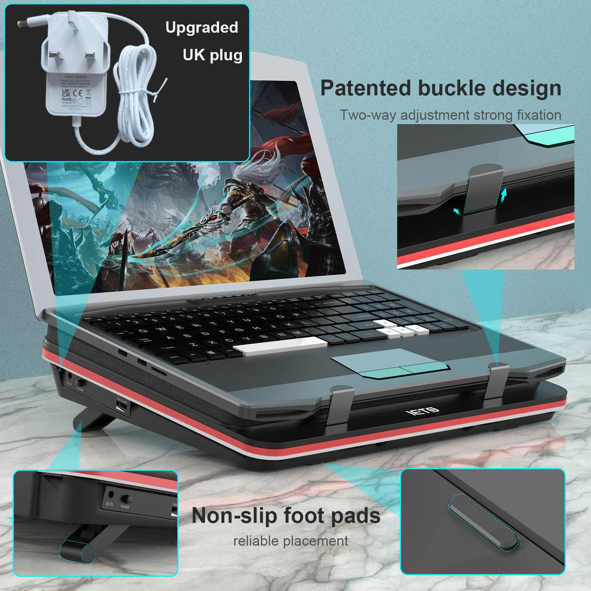 IETS GT500 fits 13–17.3 inch laptops for versatile gaming setups.