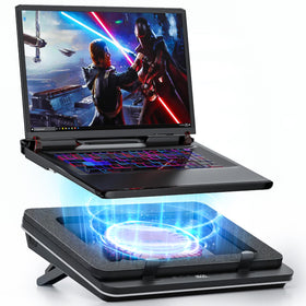 IETS GT600 with a 5.5-inch turbo-fan delivers strong cooling airflow for gaming laptops.