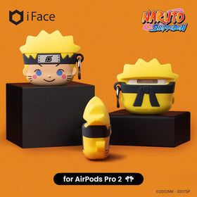 iFace Naruto Shippuden AirPods Pro case back view with reinforced edges for shock resistance.