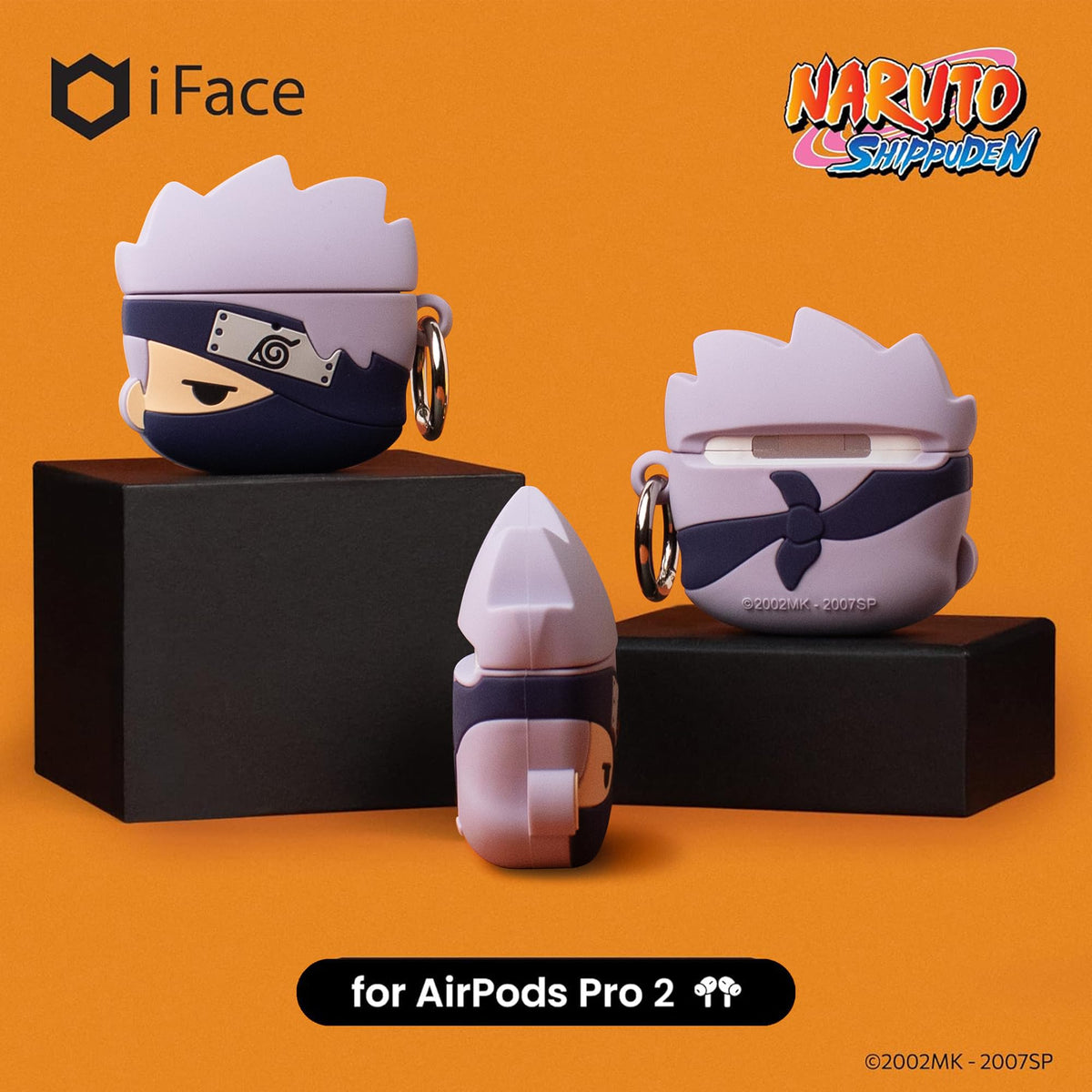 iFace Naruto Shippuden carabiner clip keeps AirPods Pro secure on bags.