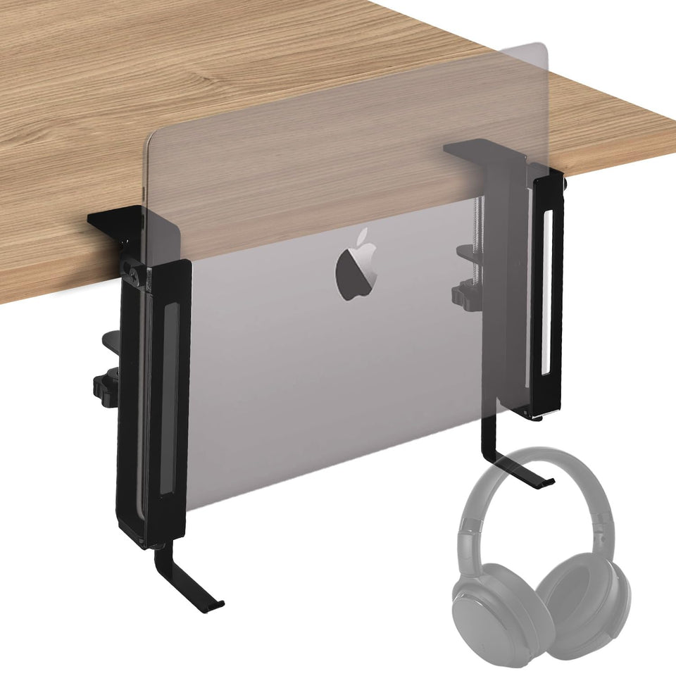 IFCASE adjustable desk side laptop mount demonstrates sturdy support for laptops at desk edge