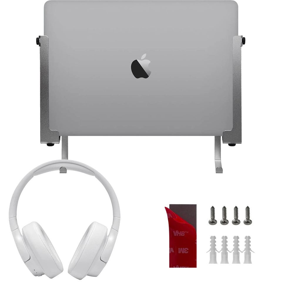 IFCASE aluminum wall mount supports laptops securely in a bracket for easy access.