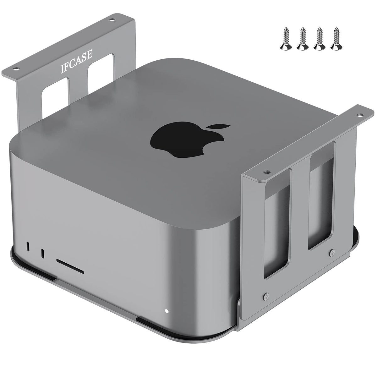 IFCASE under-desk mount front view showing secure hold and saved desk space