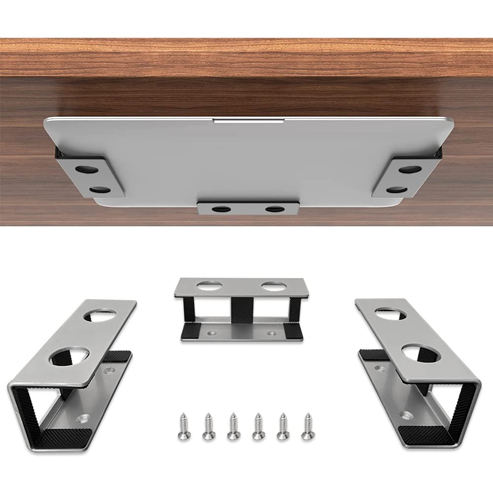 IFCASE under-desk laptop mount with aluminium shelf boosts desk space and organization.