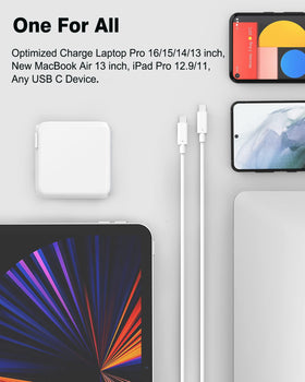 IFEART charger plugged into MacBook on desk providing high-wattage charging for work