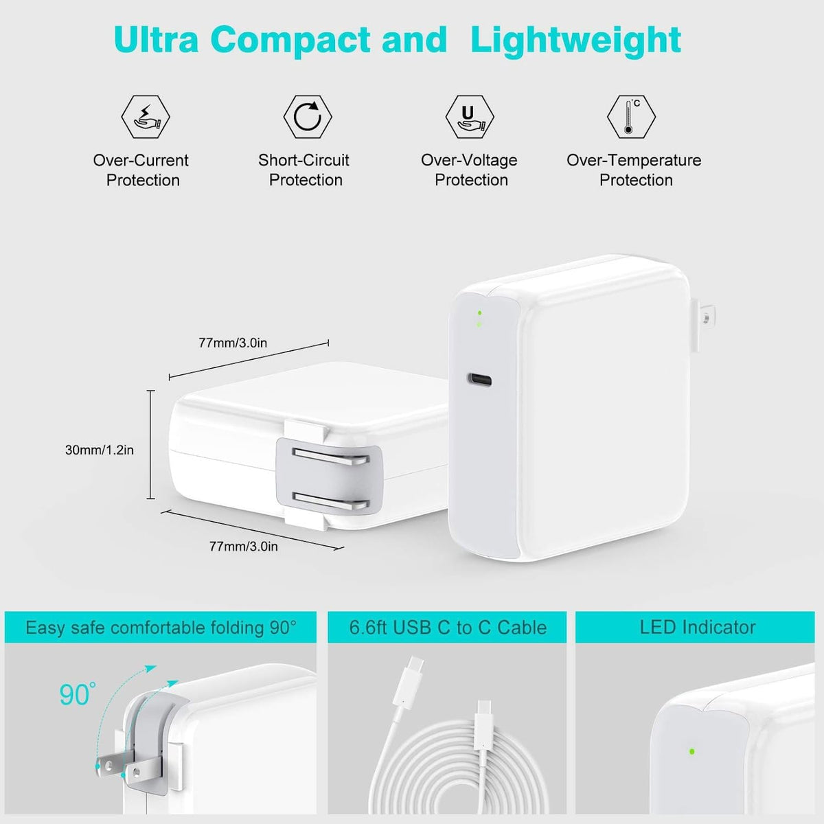 IFEART charger held in hand to show size and portability for travel convenience