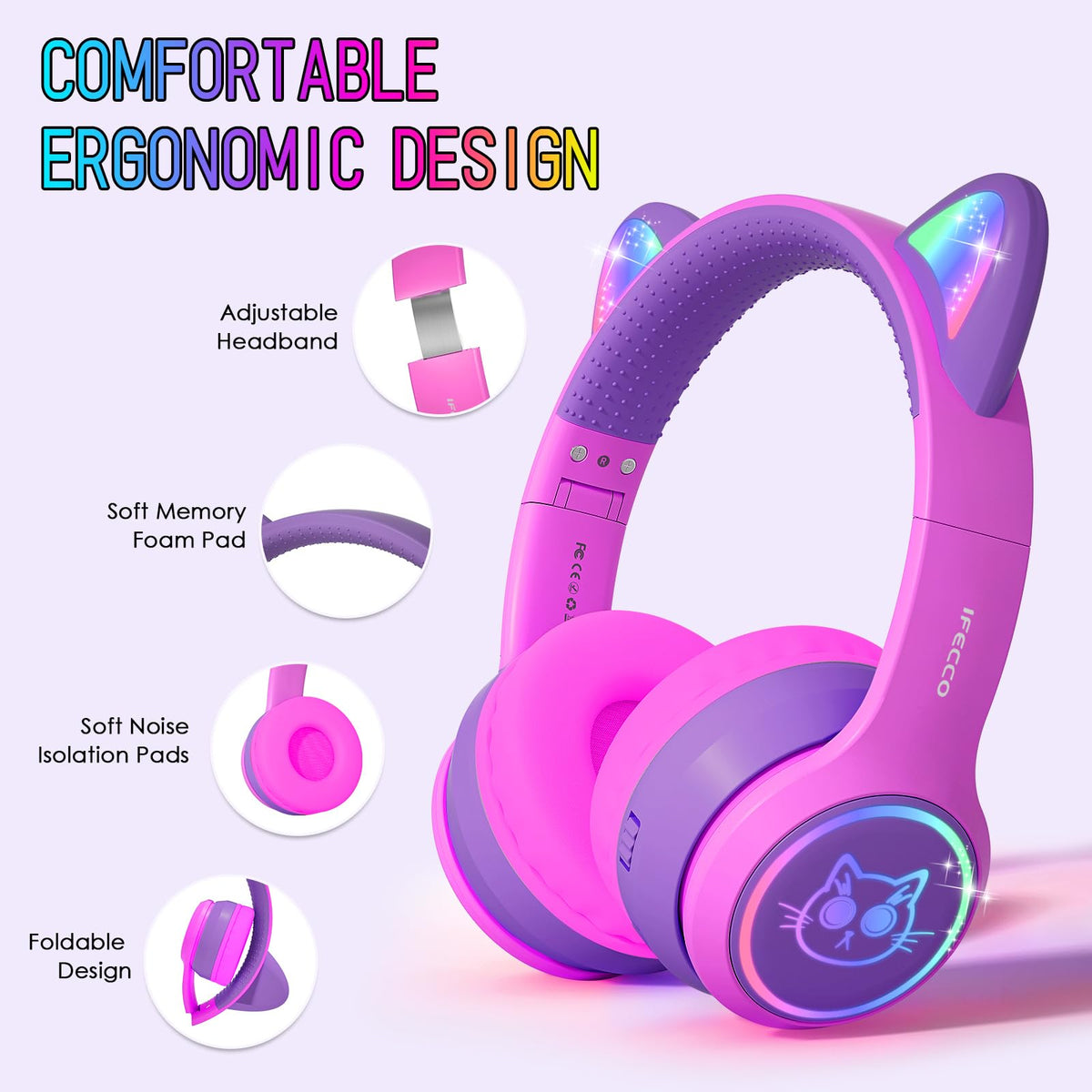 I love e iFecco lit cat ears flashing to music for playful nighttime use