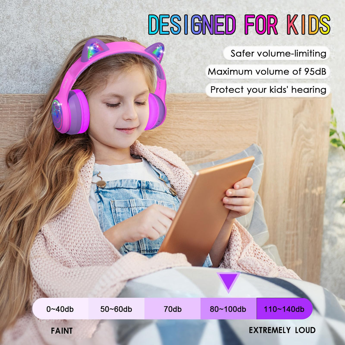 I love e iFecco close-up of memory-protein foam earpad for comfortable fit