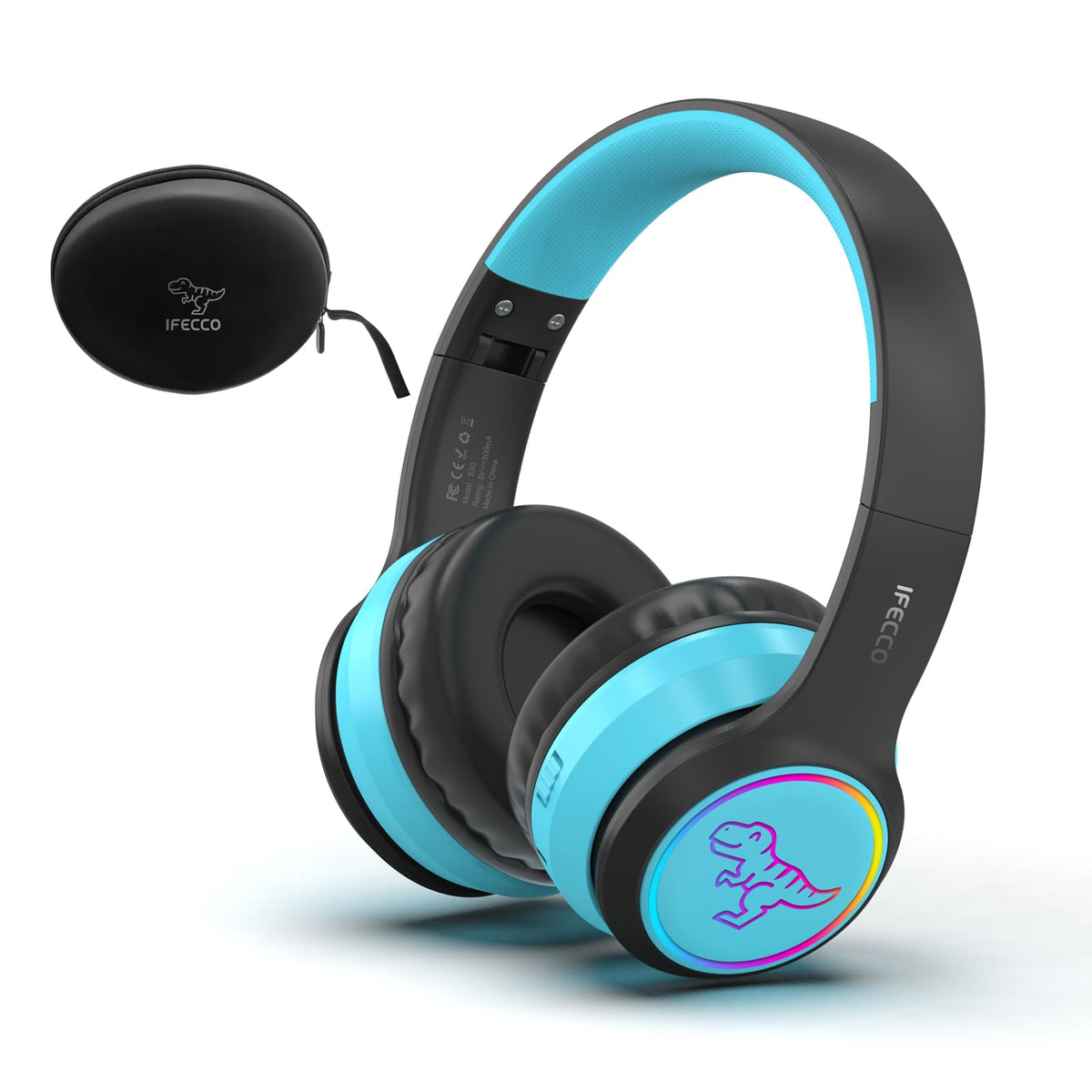 IFECCO dinosaur headphones front view showing cute design and kid-safe build