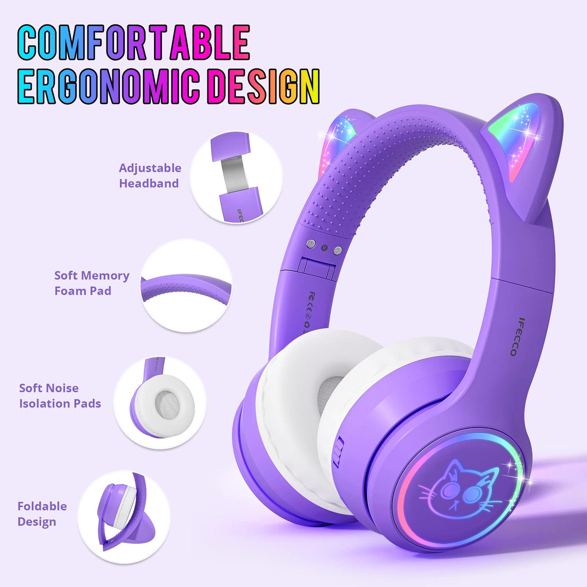 Ifecco folded headphones inside zippered case protecting during travel